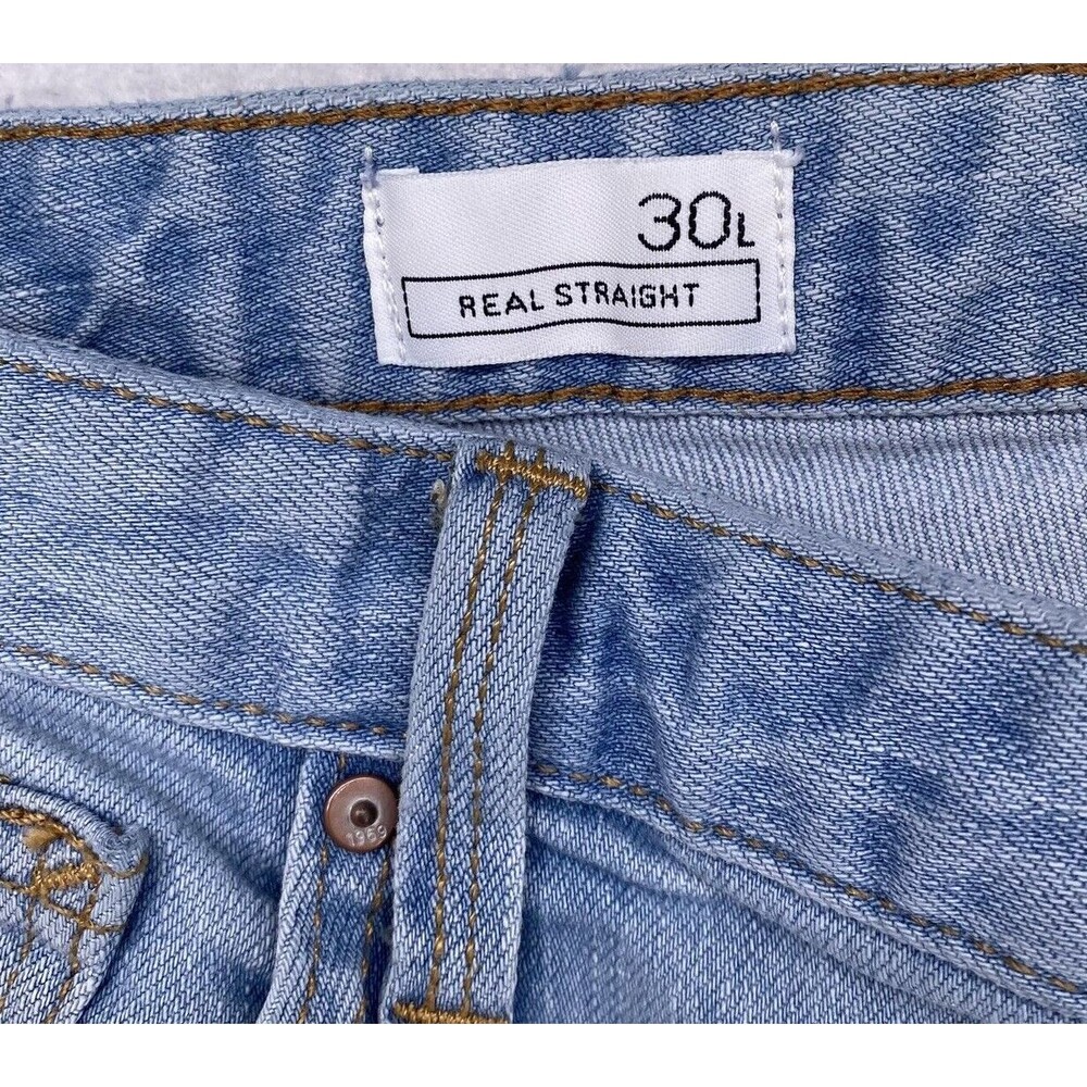 Gap 1969 Real Straight Light Wash Raw Hem Denim Jeans Women’s Size 30L (33x29) - Picture 4 of 12